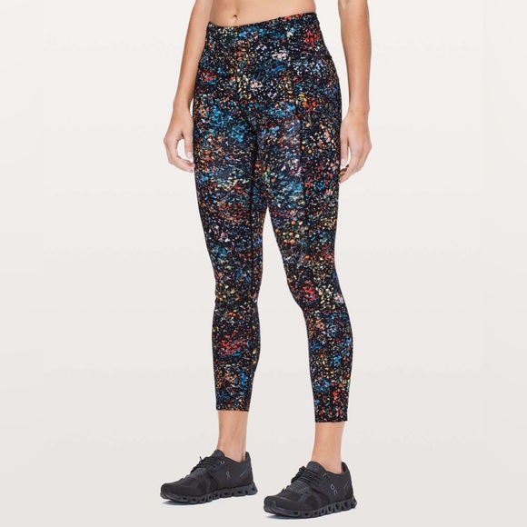 COPY - Fast and free tights from Lululemon.  Pastel floral pattern. Size 10. - Picture 3 of 3